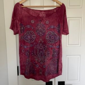 Lucky Brand Paisley Print Tee Tibetan Red